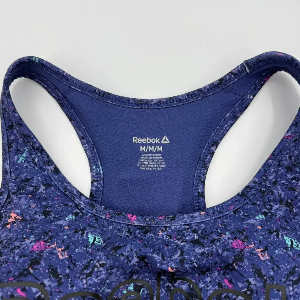 REEBOK Renew Long line Sports Bras (2) Size M Removable Cups Pullover Racerback